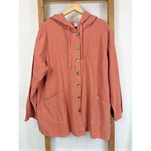 NWT Sea Breeze Peach Button Up Hood Swing Jacket #1399 Size 1X
